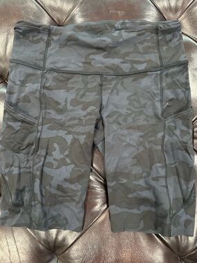 lululemon athletica Women's Blue Gray Camo High-Rise Bike Shorts (Fast & Free)